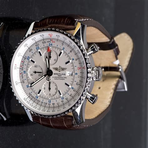 1884 breitling skeleton watch black leather strap white face|breitling 1884 chronograph.